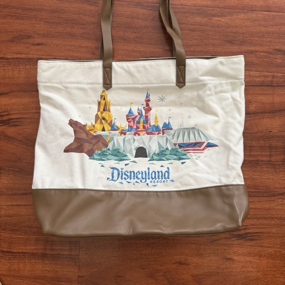 Disneyland Resort Starbucks Canvas/Faux Leather Shoulder Tote Bag NWOT PleaseSEE